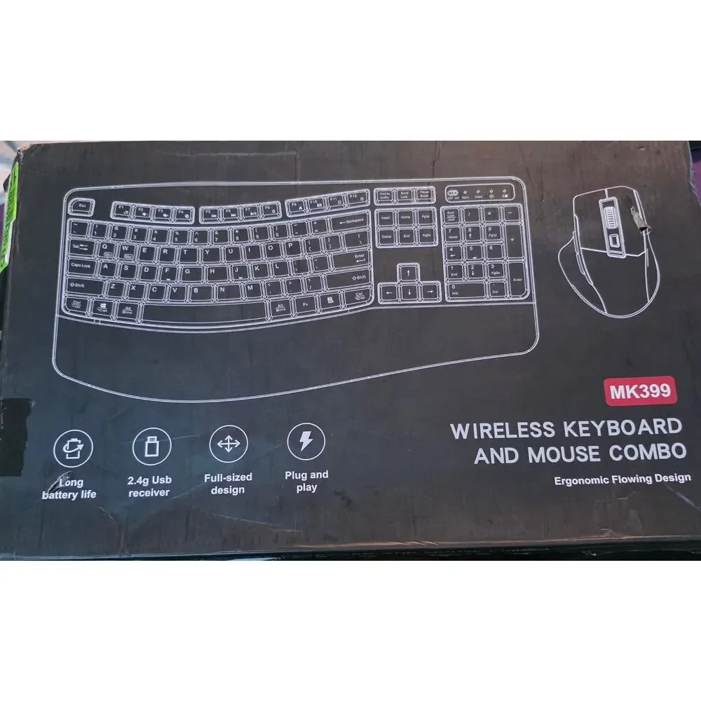 Wireless Ergonomic Keyboard and Mouse Combo with Wrist rest